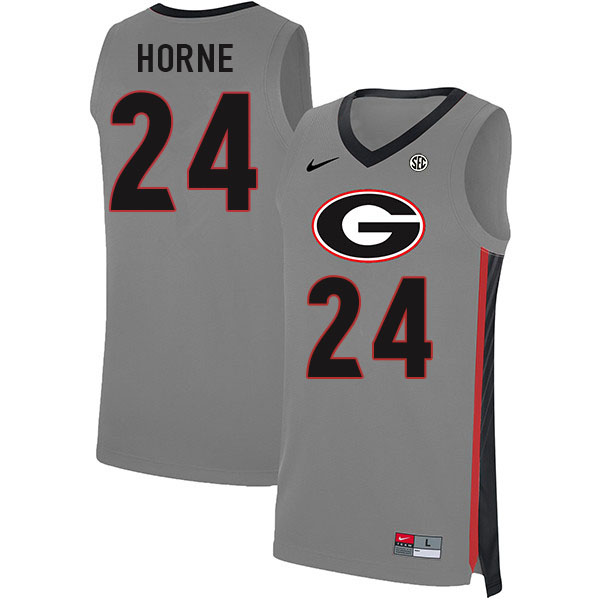 Men #24 P.J. Horne Georgia Bulldogs College Basketball Jerseys Sale-Gray - Click Image to Close
